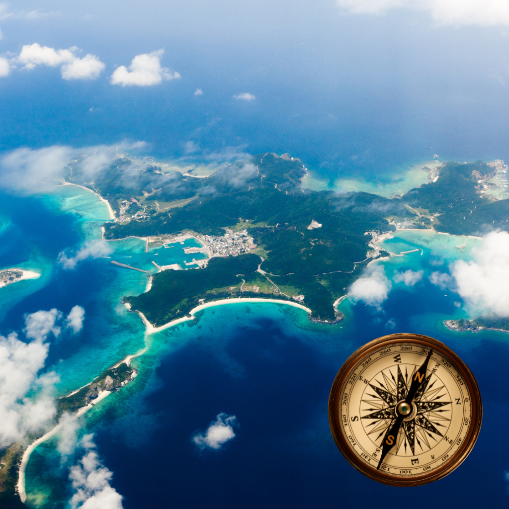 vue d'une île d'Okinawa depuis un avion