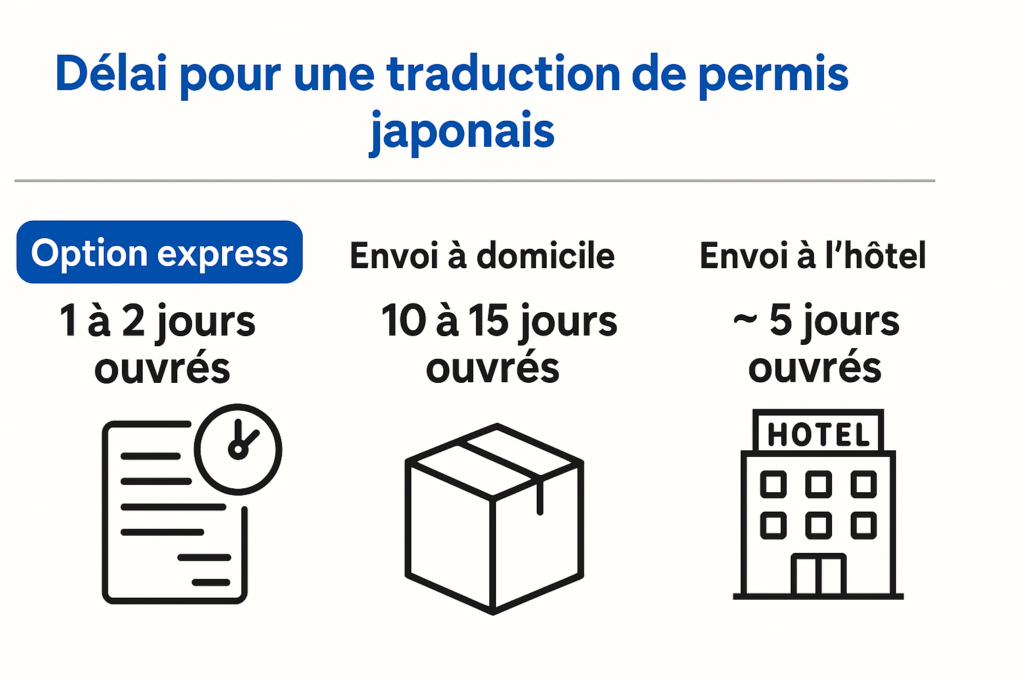 délai traduction permis de conduire japon